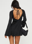 Long sleeve romper Low back with invisible zip and tie fastening, flared cuff, high neckline Good stretch, unlined
