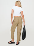 Princess Polly High Waisted Pants  Funds Pants Beige