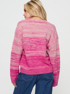 back view of model wearing Princess Polly Emikio Cardigan Ombre Pink regular 