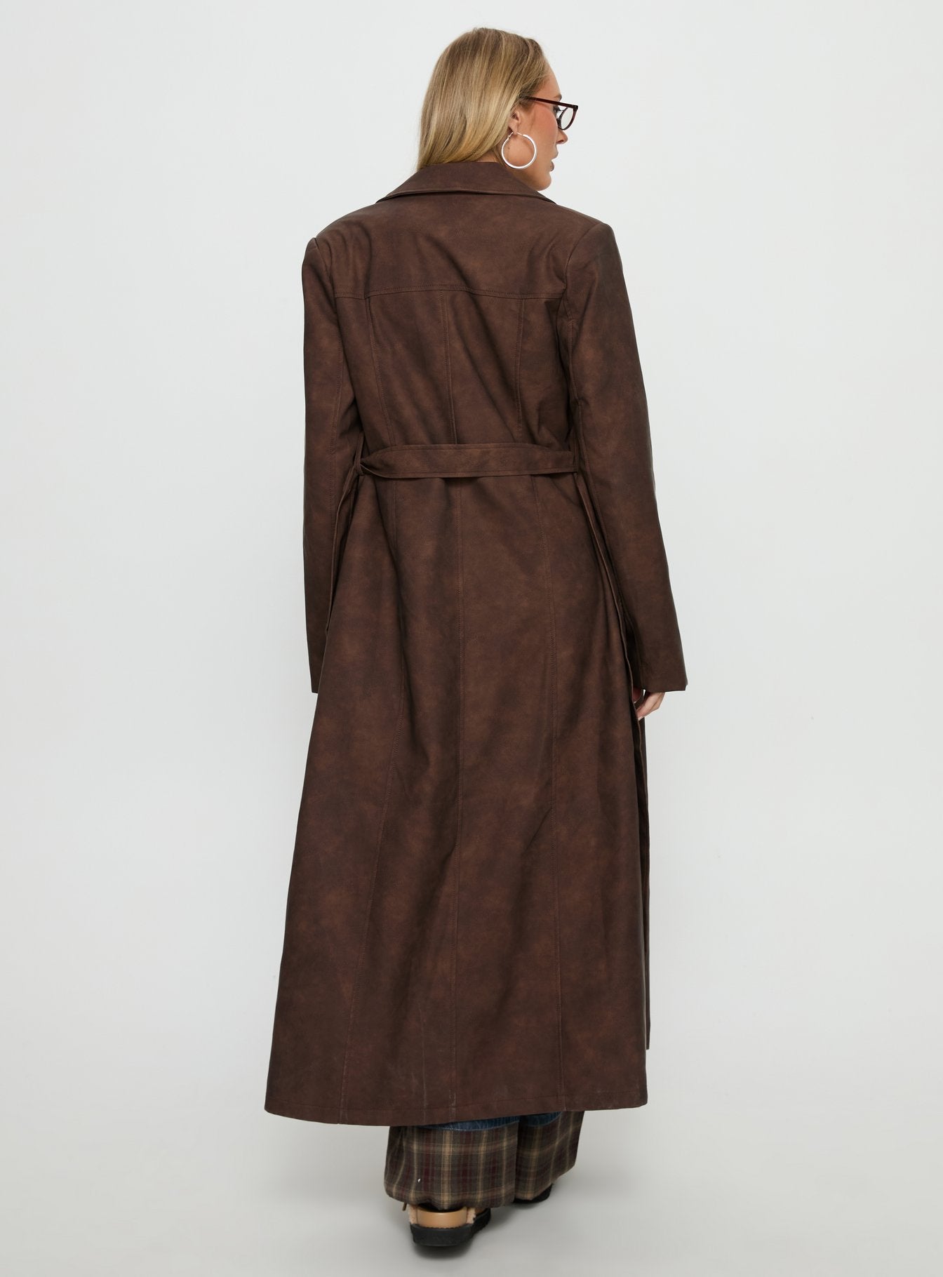 Salazar Longline Belted Trench Coat Chocolate Brown | Princess Polly