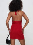 back view of model wearing Princess Polly Idalia Mini Dress Red Scoop Neck 