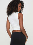 back view of model wearing Princess Polly Truth Top White Sleeveless V-Neck 