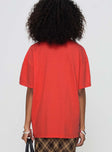 product Princess Polly Half Sleeves Crew Neck  Party In Barcelona Oversized Tee Red