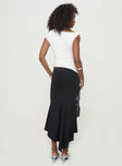 back view of model wearing Princess Polly Dreamberry Maxi Skirt Black Midi Skirts 