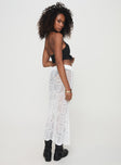 back view of model wearing Princess Polly Kastio Crochet Midi Skirt White Midi Skirts 