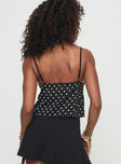 product Princess Polly Sleeveless Plunger  Castien Top Black Polka