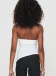 back view of model wearing Princess Polly Isolindra Strapless Top White Sleeveless straight 