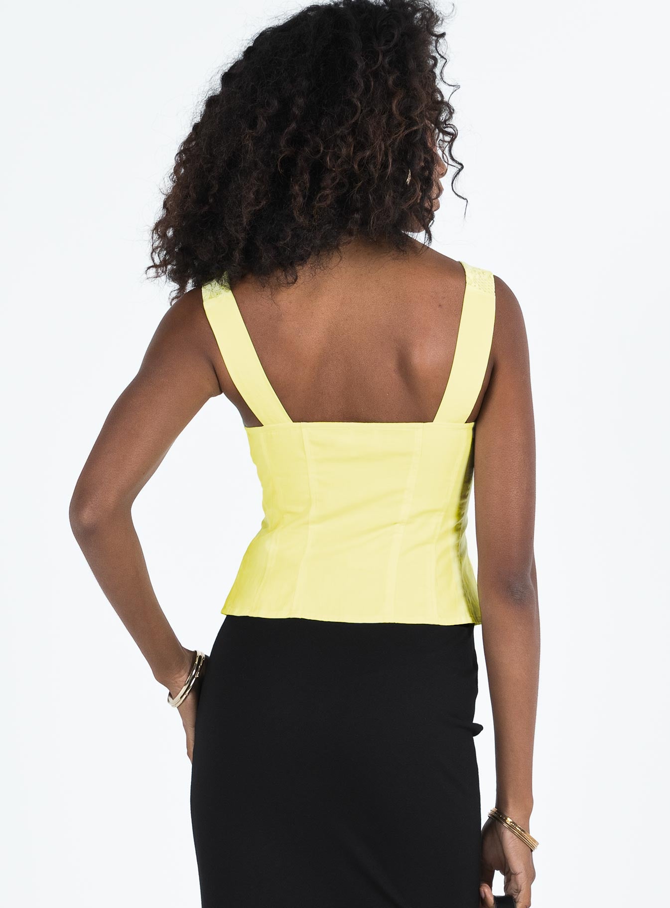 product Princess Polly Sleeveless Asymmetric Neckline  Little Lambs Top Lemon