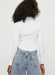 back view of model wearing Princess Polly Murnik Shirt White Full Sleeves Plunger 