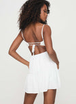 back view of model wearing Princess Polly Go With You Mini Dress White Sweetheart Neckline 