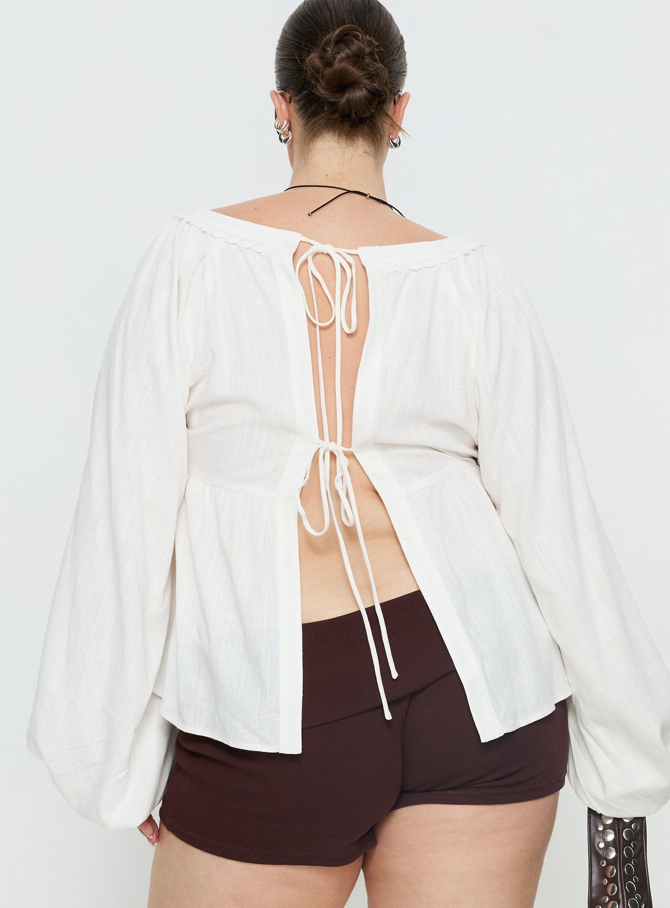 Benjie Long Sleeve Top White Curve