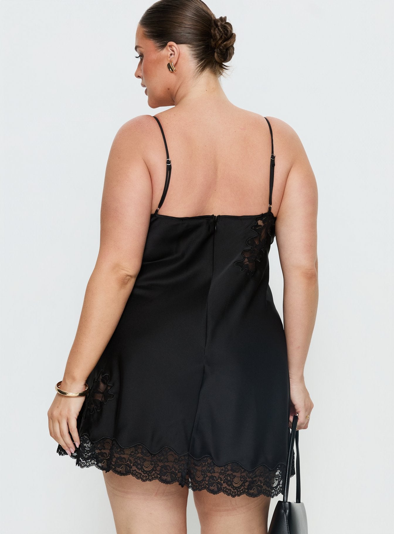 Aloura Spliced Lace Mini Dress Curve | Black | Womens