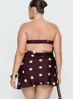 Phillipa Mini Dress Plum / Pink Polka Dot Curve