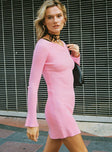 Pember Off The Shoulder Knit Mini Dress Pink