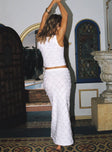 back view of model wearing Princess Polly Giulia Knit Maxi Skirt White Maxi 