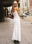 back view of model wearing Princess Polly All Of Me Maxi Dress White Scoop Neck 