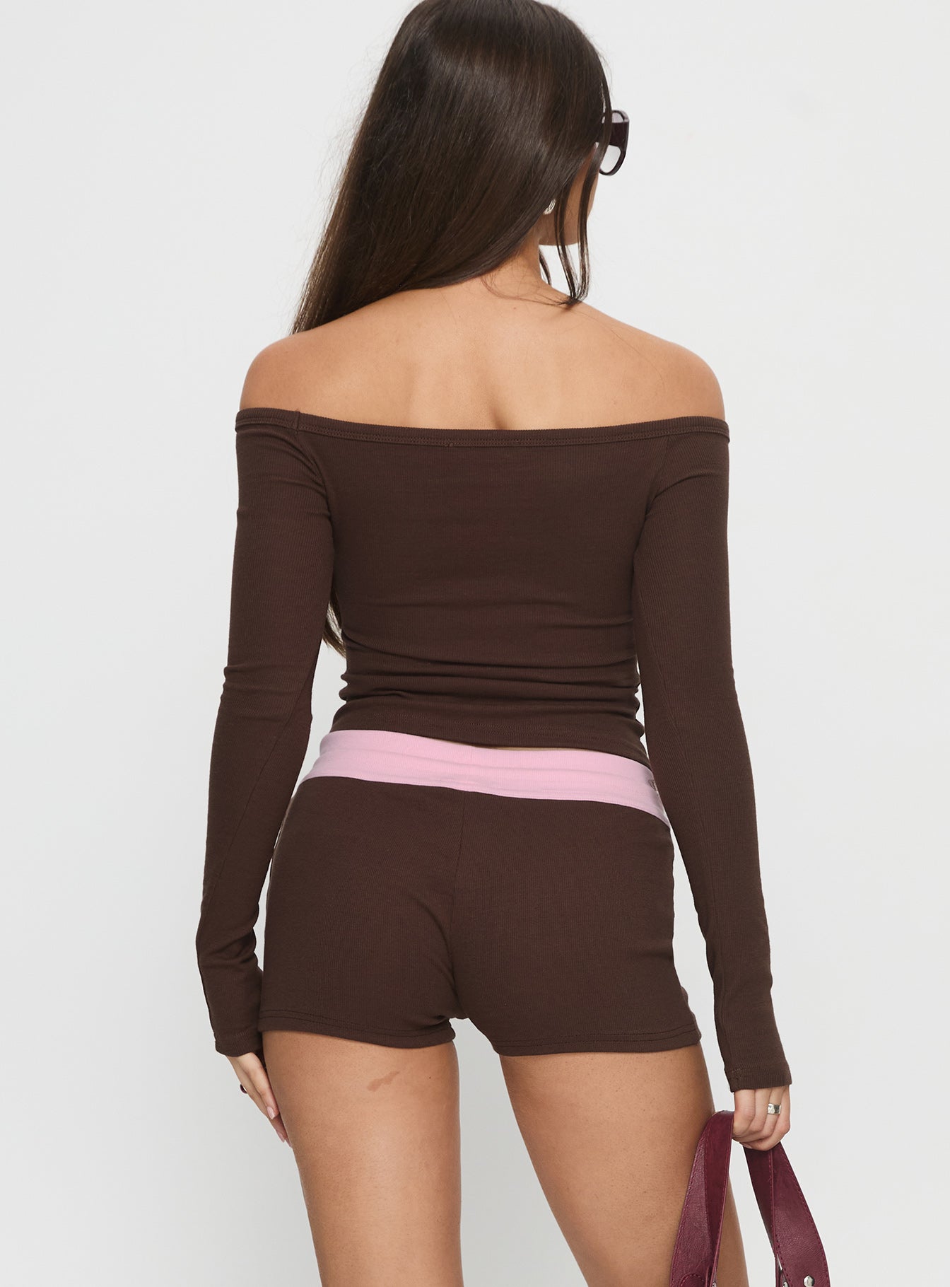 Baseline Rib Micro Shorts Brown / Pink