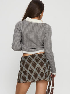 back view of model wearing Princess Polly Cordilee Mini Skirt Multi Check Mini Skirts 
