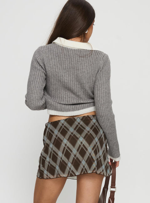 back view of model wearing Princess Polly Cordilee Mini Skirt Multi Check Mini Skirts 