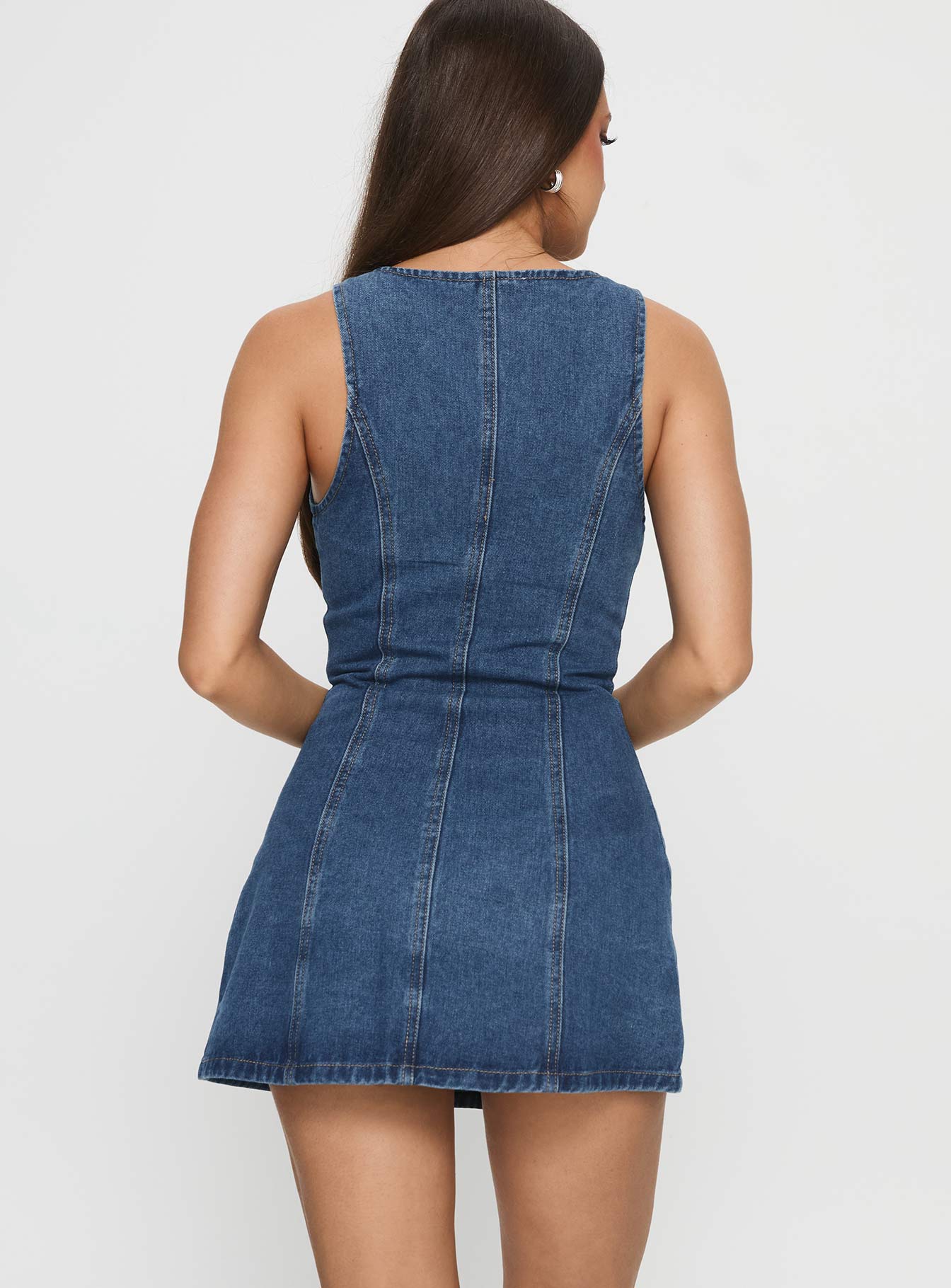 Yumiko Denim Romper Mid Wash Petite