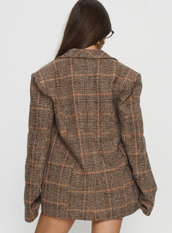Ayvanna Oversized Blazer Brown Plaid