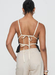 back view of model wearing Princess Polly Daxon Top Black / Cream Sleeveless Square Neck 