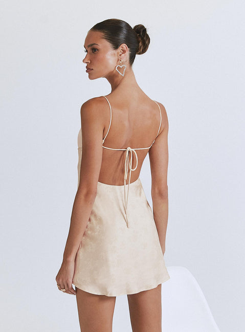 Clemence Mini Dress Champagne | Princess Polly Clemence Mini Dress Champagne | Princess Polly