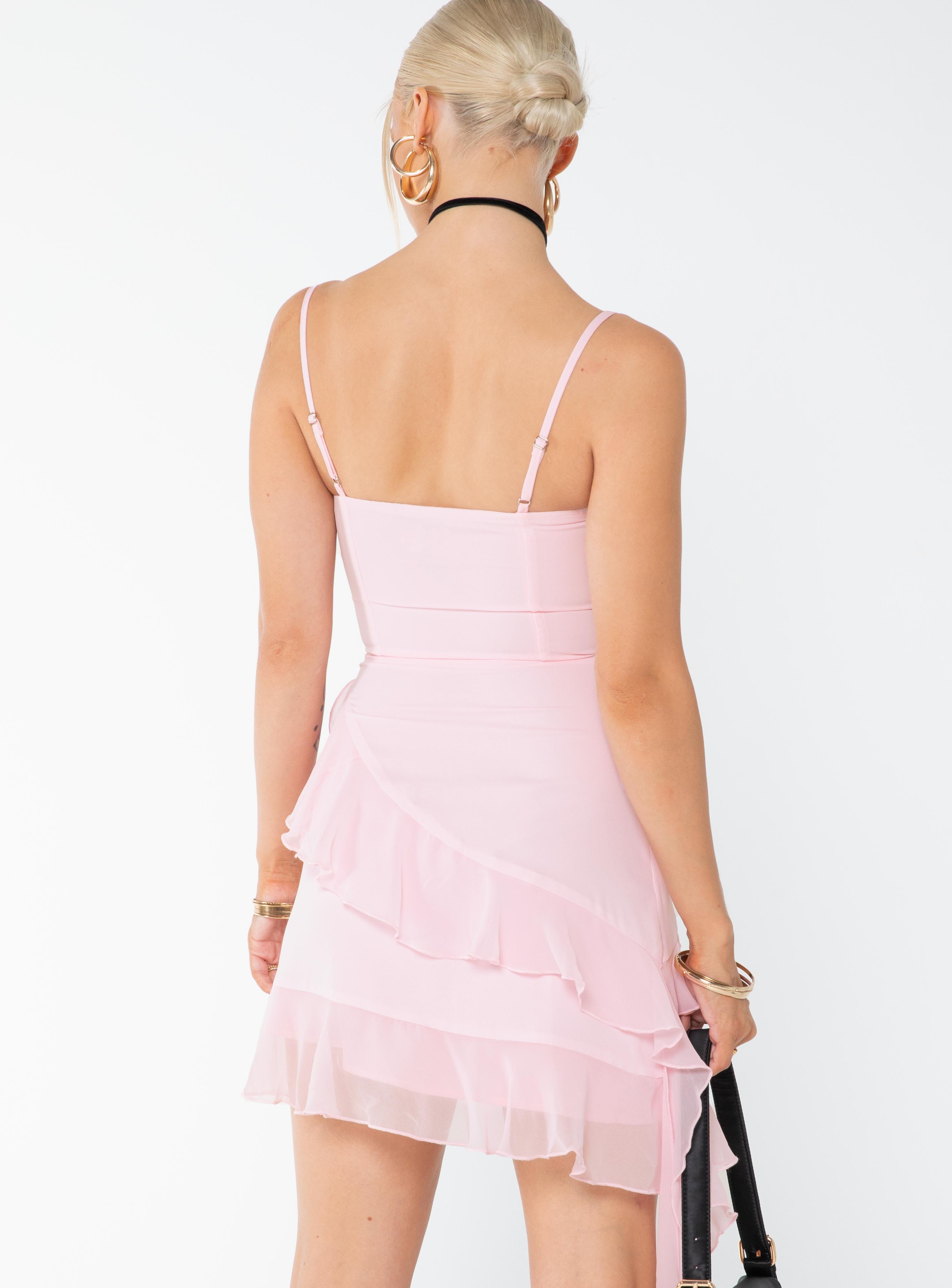 Pink frill mini on sale dress