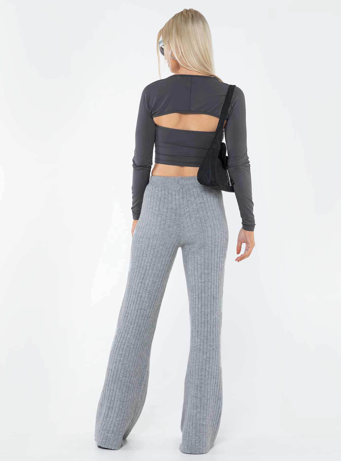 product Princess Polly High Waisted Pants  Montana Knit Pants Grey Marle