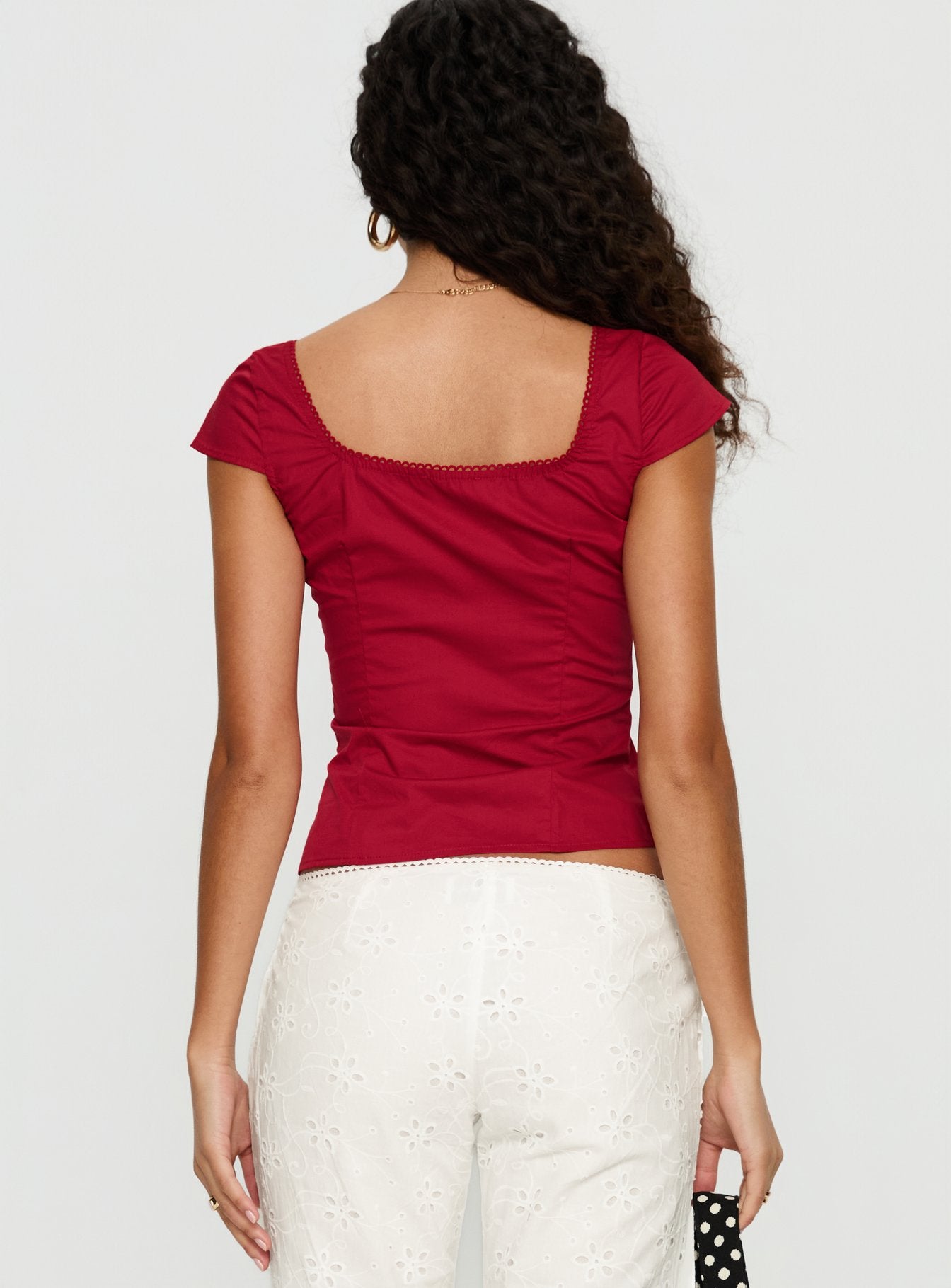 Transcendence Button Up Top Red