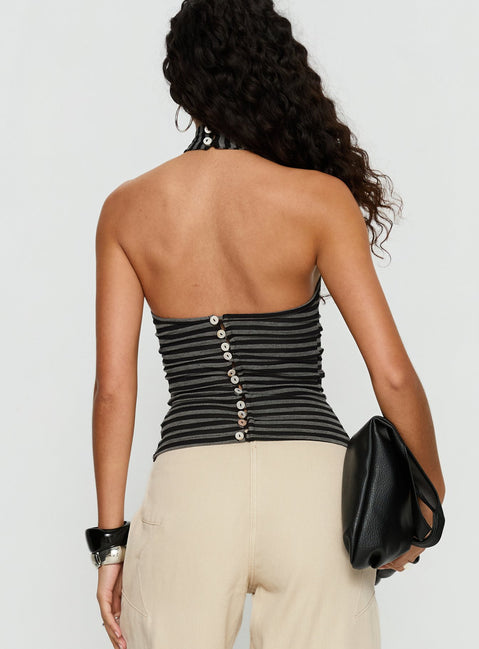 Katriana High Neck Top Multi Stripe