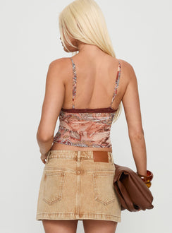 Loraleigh Lace Trim Cami Top Orange Multi