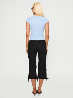 back view of model wearing Princess Polly Hot Rod Capri Pant Black 