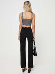 Pants Invisible zip fastening at back, faux back pockets, tie at waist Slight stretch, unlined