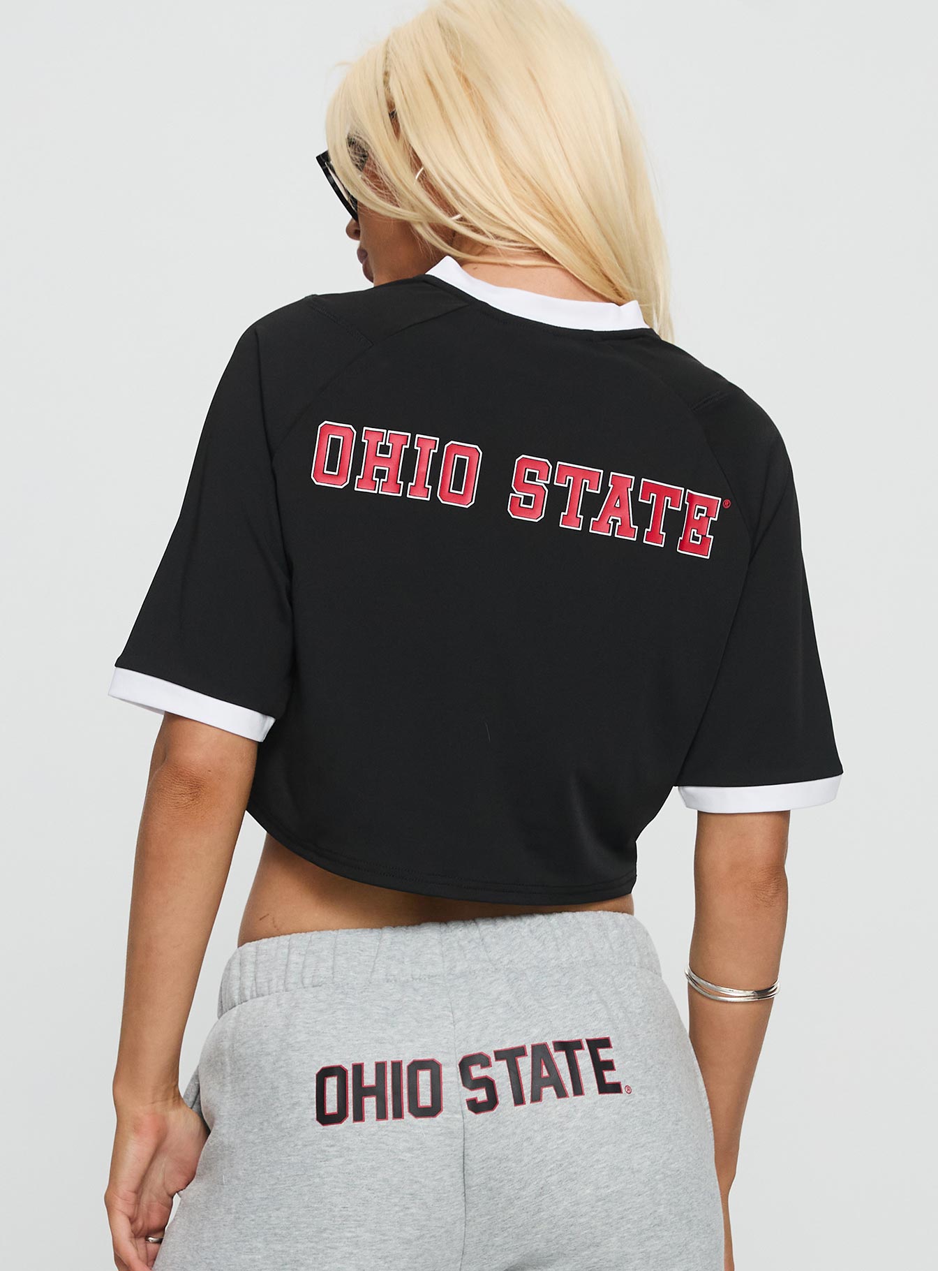 Ohio State Cropped Soccer Jersey Tee Black