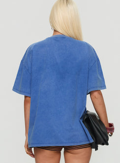 Linsay Oversized Tee Blue / Pomegranate