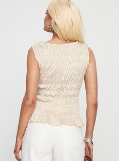 Elenir Shirred Top Beige