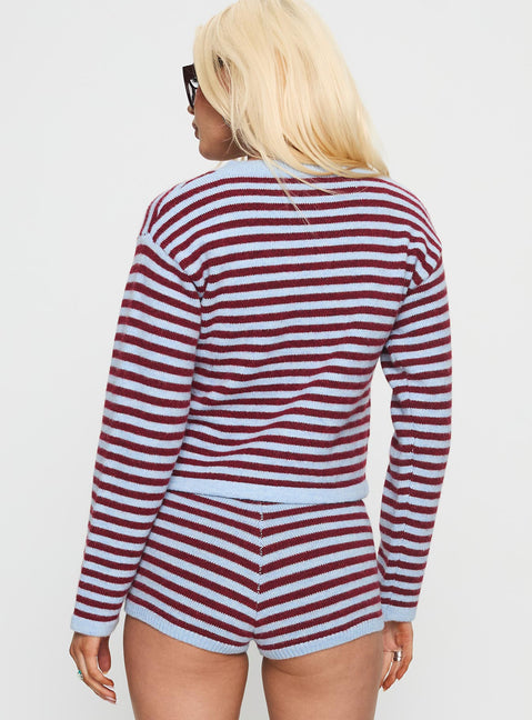 back view of model wearing Princess Polly Kollens Knit Cardigan Multi cropped 