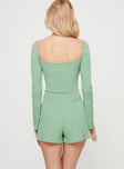 Romper Sweetheart neckline, bow tie detail, long sleeves Elasticated shoulders  Good stretch, double-lined body