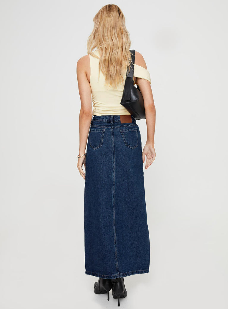 Saige Denim Maxi Skirt Mid Wash