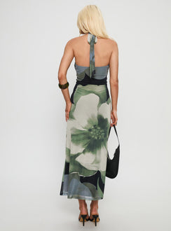 Zelle Halter Cut Out Maxi Dress Blue Multi