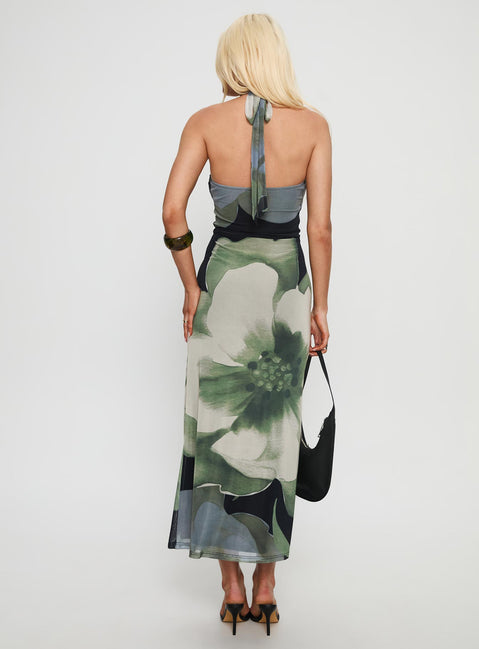 Zelle Halter Cut Out Maxi Dress Blue Multi | Princess Polly Zelle Halter Cut Out Maxi Dress Blue Multi | Princess Polly