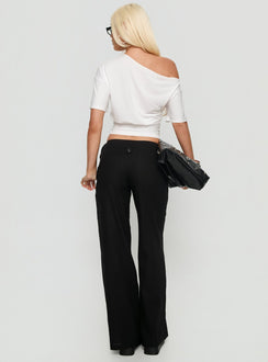 back view of model wearing Princess Polly Pedra Wide Leg Pant Black Mid Rise Pants 