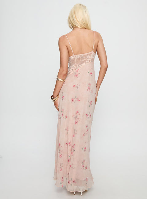 Rheina Lace Maxi Dress Pink Floral