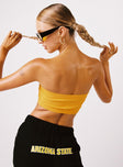 back view of model wearing Princess Polly ASU Bandeau Top Gold Sleeveless straight 