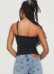 back view of model wearing Princess Polly Matza Strapless Top Black Sleeveless straight 