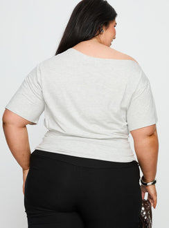 Ashlinn Off Shoulder Drapey Top Grey Curve