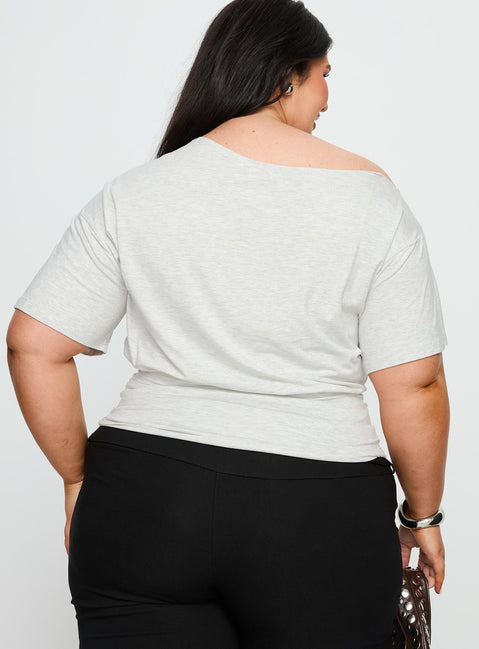 Ashlinn Off Shoulder Drapey Top Grey Curve