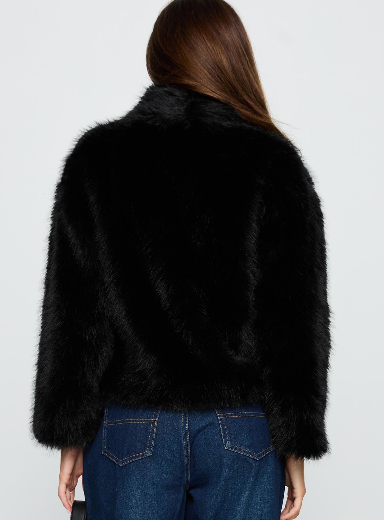 Wayland Faux Fur Jacket Black | Princess Polly