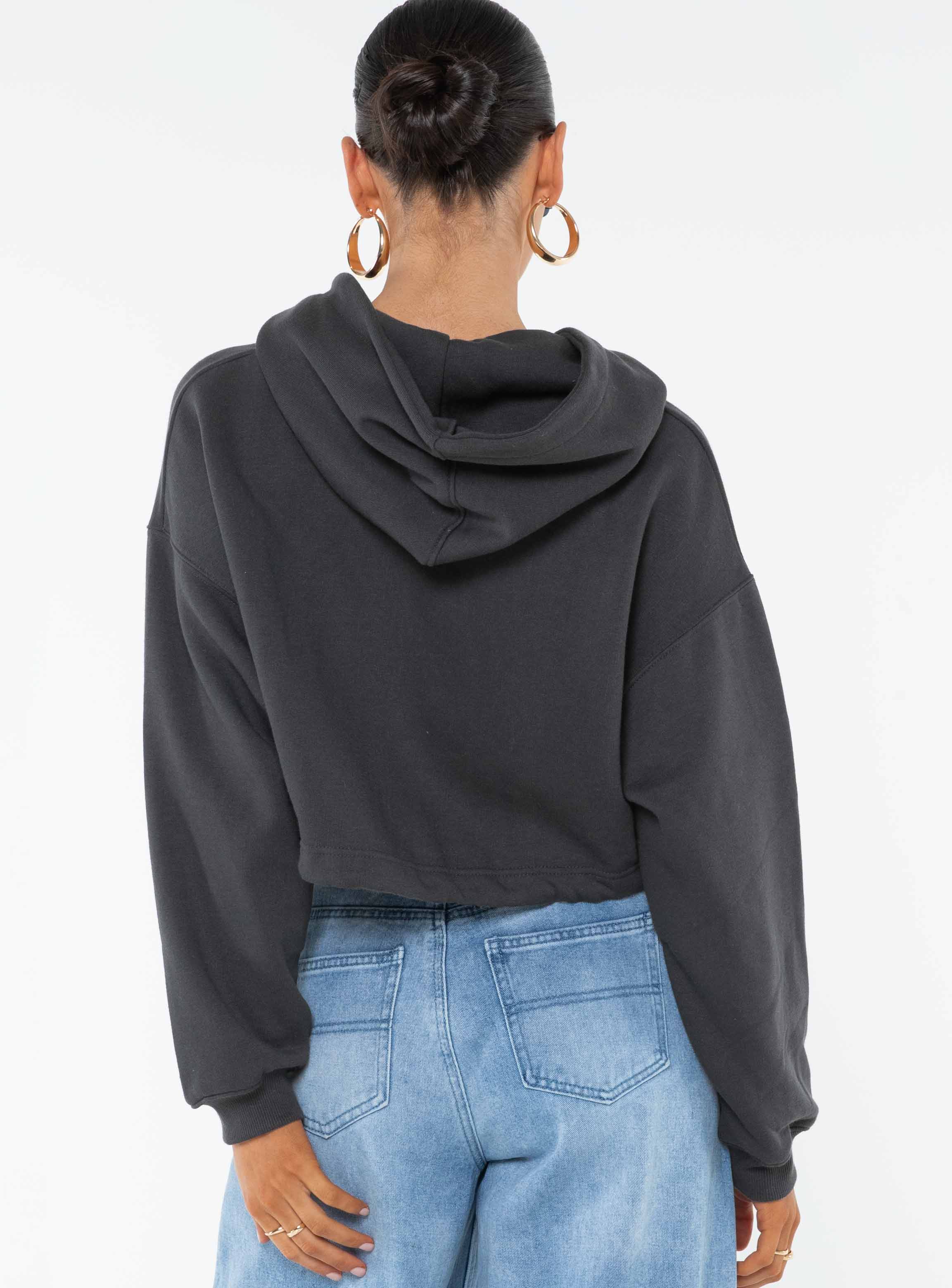 Grey cropped discount zip up hoodie